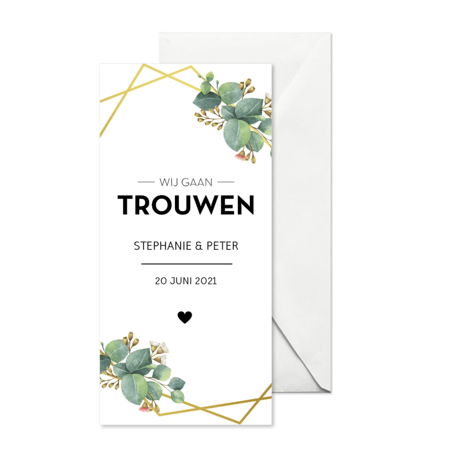 Trouwkaart botanical - Kaartimpressie