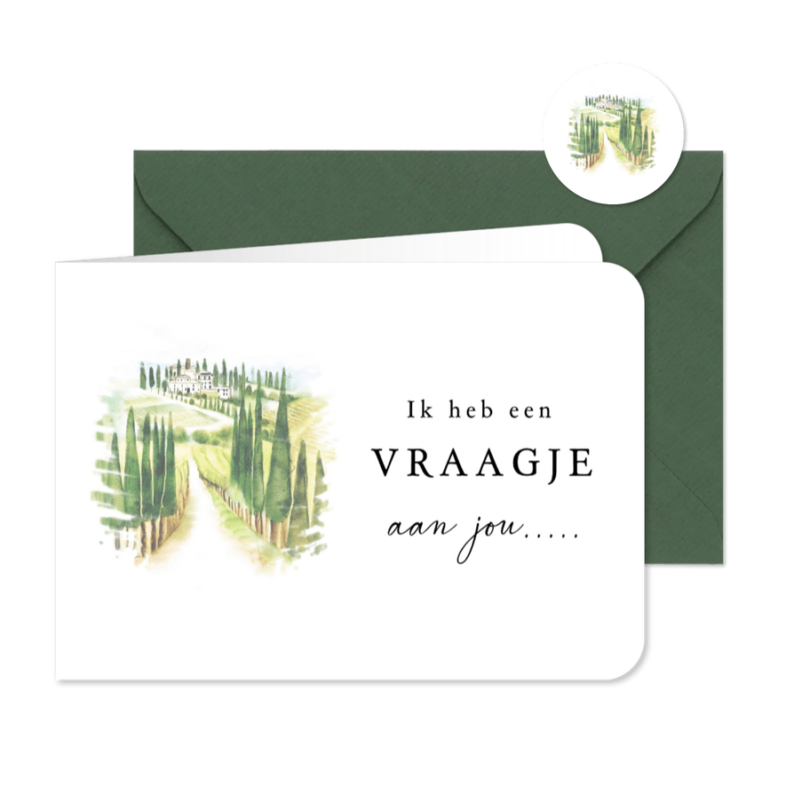 Trouwkaart bruidsmeisje in Toscane - Kaartimpressie