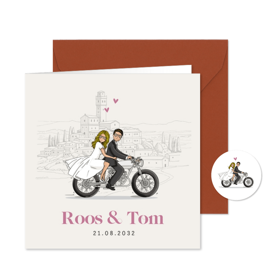 Trouwkaart Café racer av - Kaartimpressie