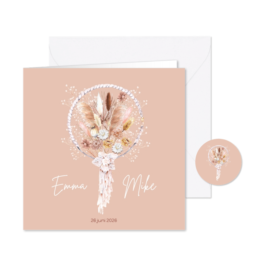 Trouwkaart dreamcatcher bohemian - Kaartimpressie