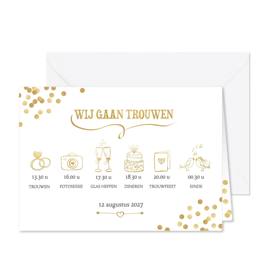 Trouwkaart feestelijk en gezellig - Kaartimpressie