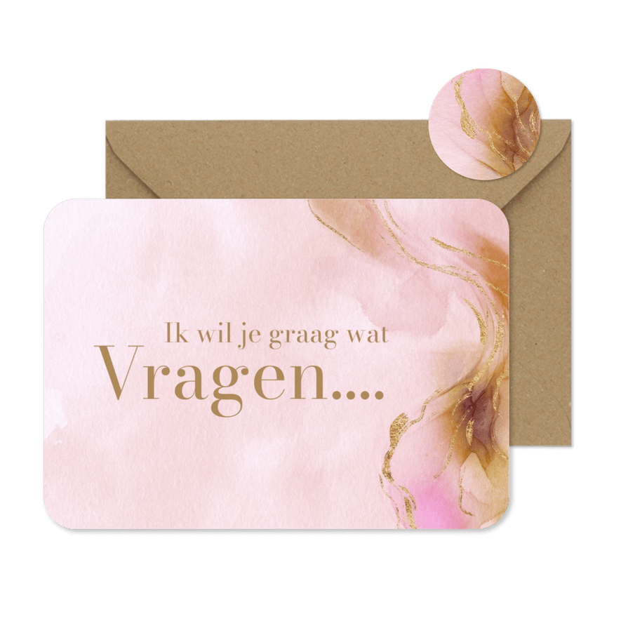 Trouwkaart getuige watercolor bohemian goud - Kaartimpressie