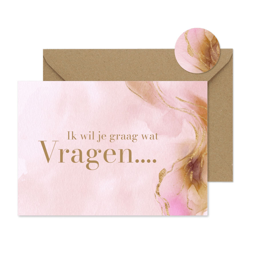 Trouwkaart getuige watercolor bohemian goud - Kaartimpressie