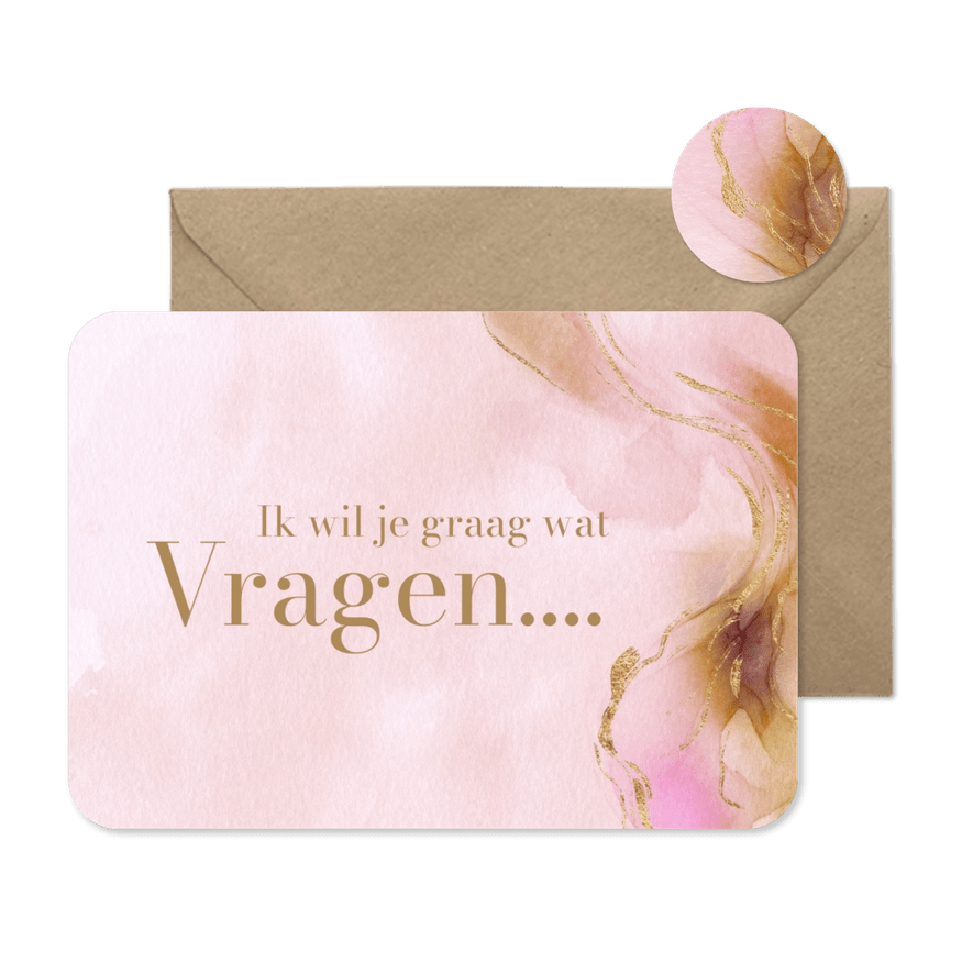 Trouwkaart getuige watercolor bohemian goud - Kaartimpressie