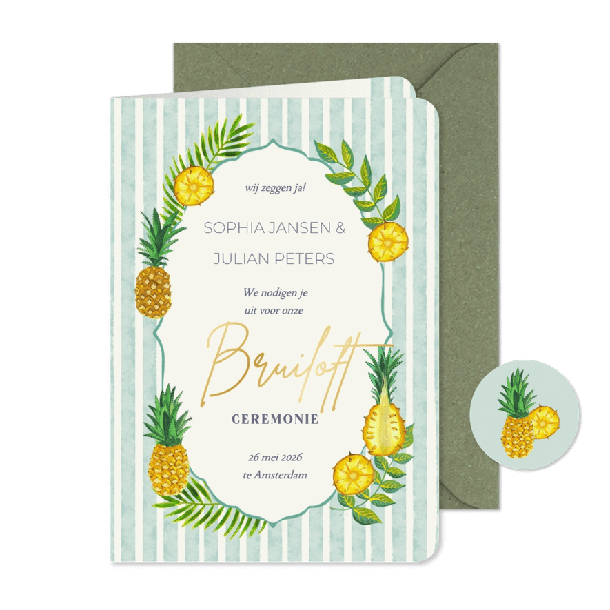 Trouwkaart mediterraans Italiaans bruiloft fruit - Kaartimpressie