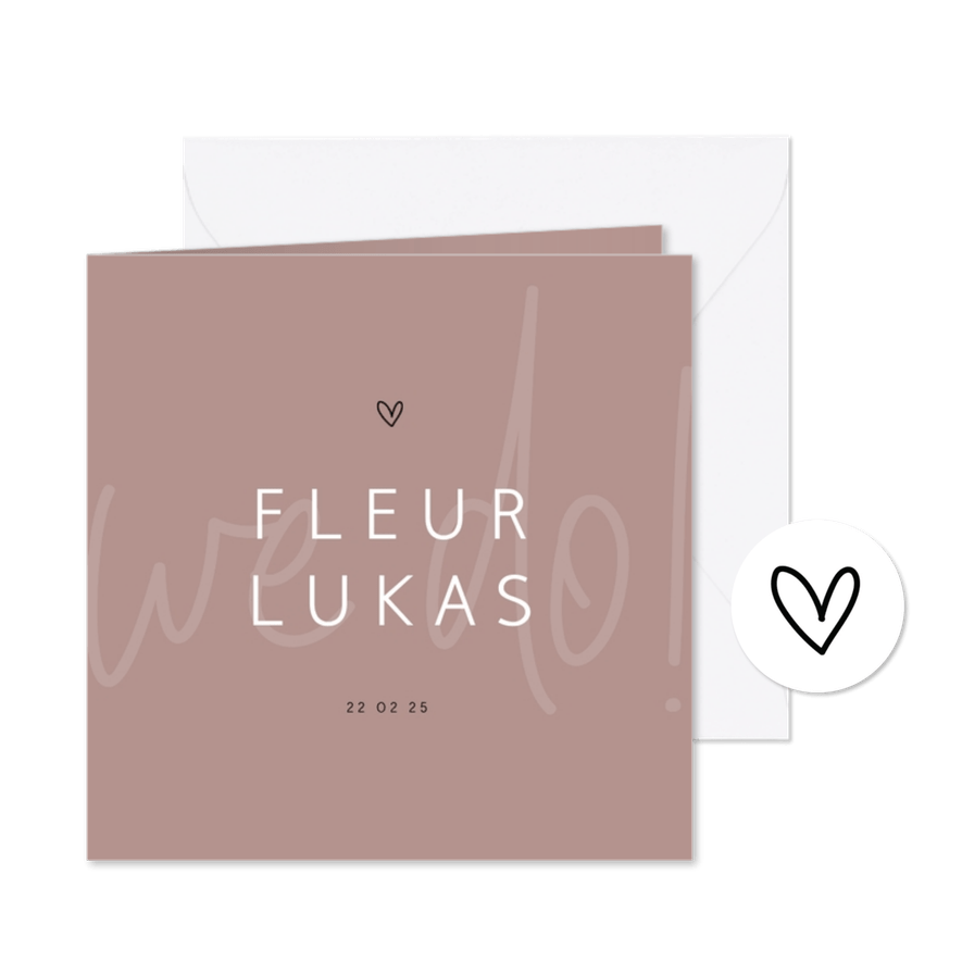 Trouwkaart minimalistisch we do met hartje - Kaartimpressie