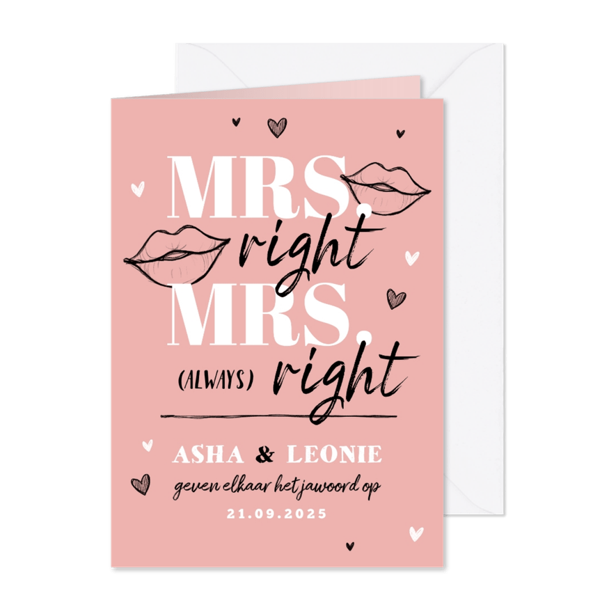 Trouwkaart Mrs. & Mrs. always right grappig hip - Kaartimpressie