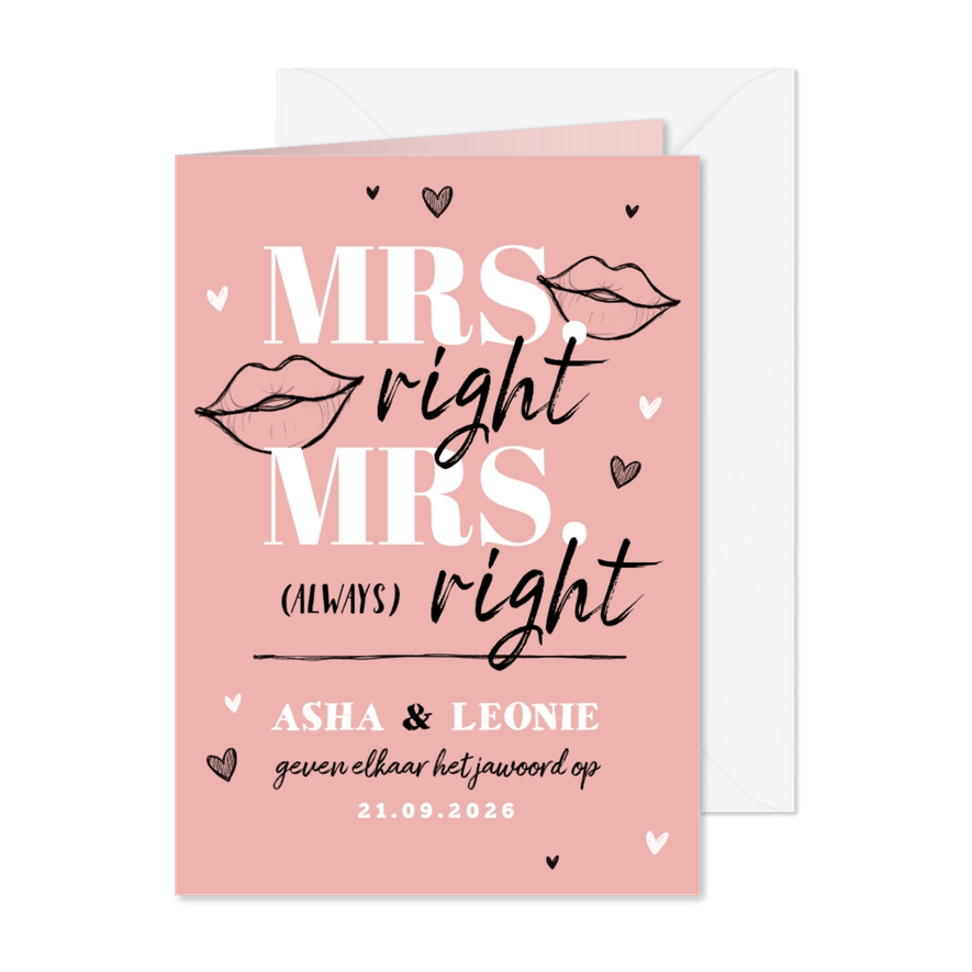 Trouwkaart Mrs. & Mrs. always right grappig hip - Kaartimpressie