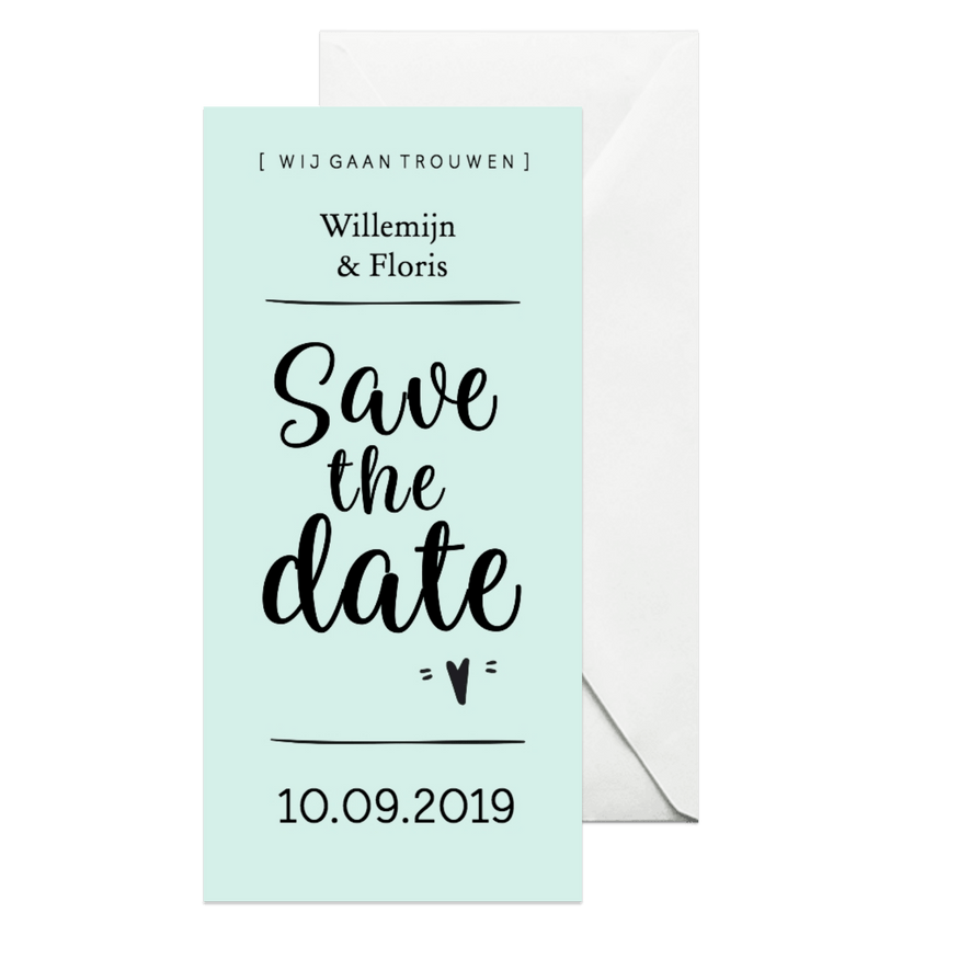 Trouwkaart save the date modern  - Kaartimpressie