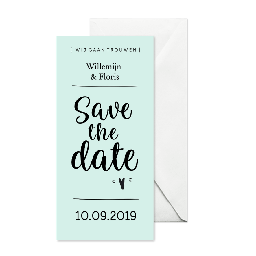 Trouwkaart save the date modern - Kaartimpressie