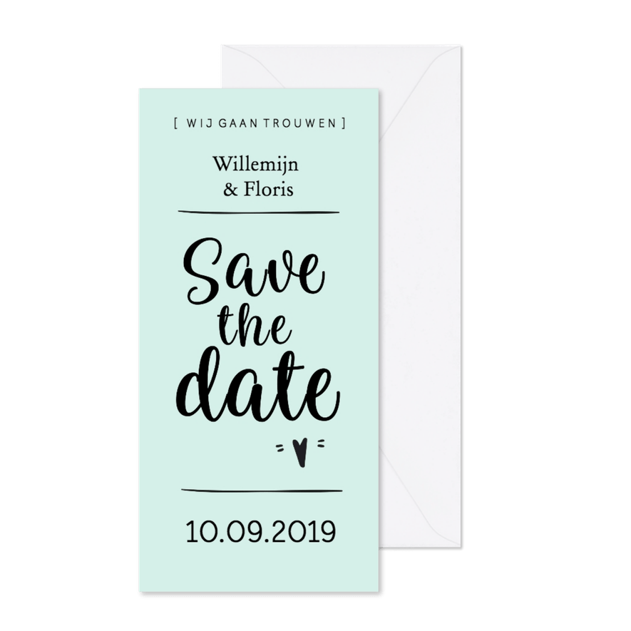 Trouwkaart save the date modern  - Kaartimpressie
