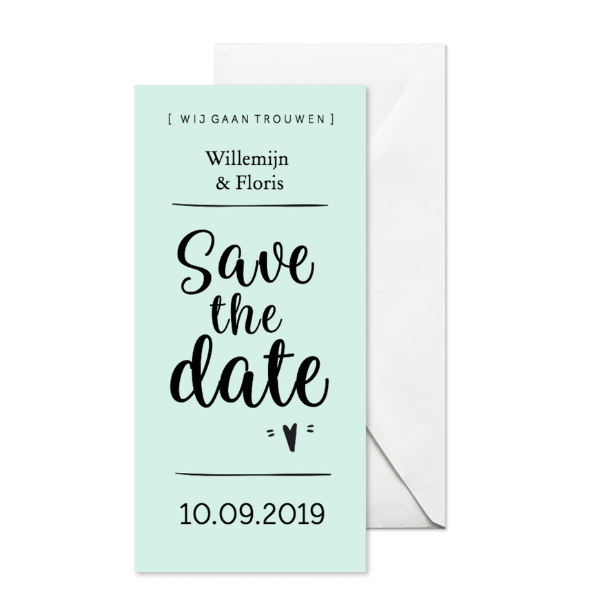 Trouwkaart save the date modern  - Kaartimpressie