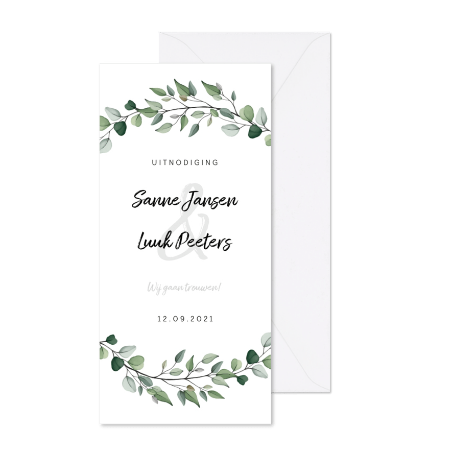 Trouwkaart stijlvol met botanische elementen - Kaartimpressie