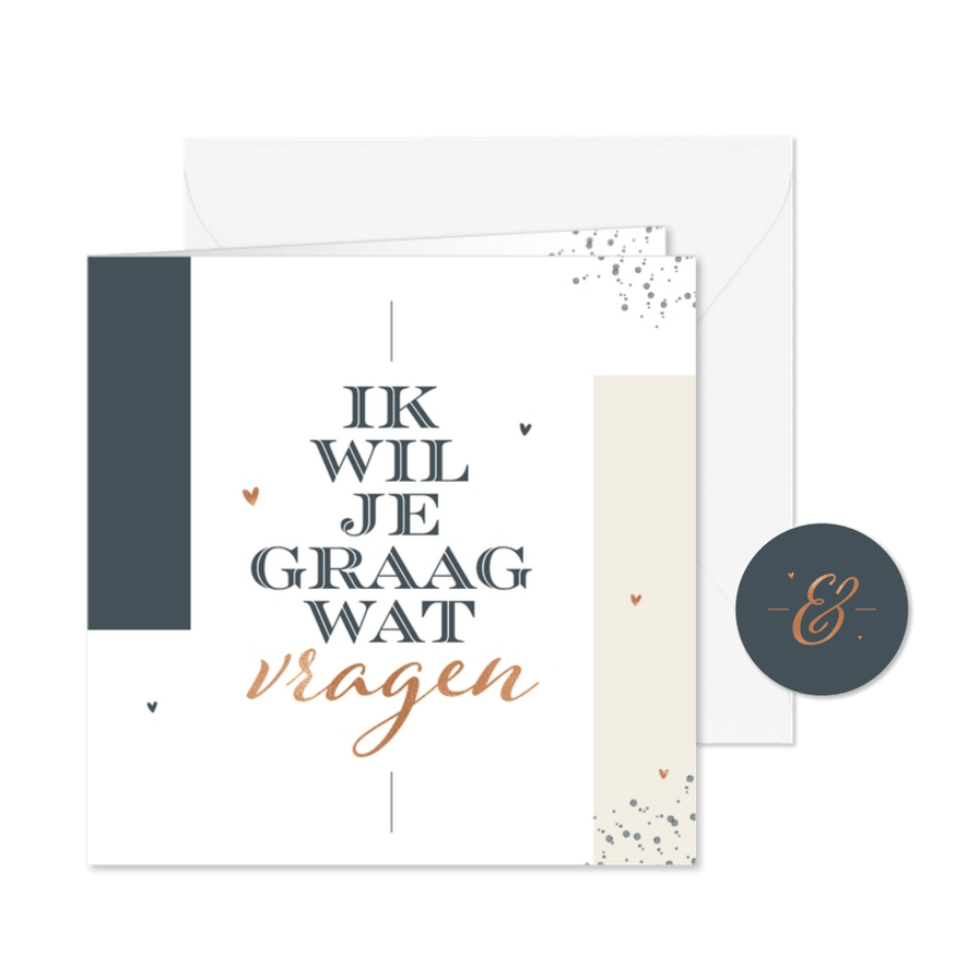 Trouwkaart stijlvol modern grafisch getuige bruidsmeisje - Kaartimpressie