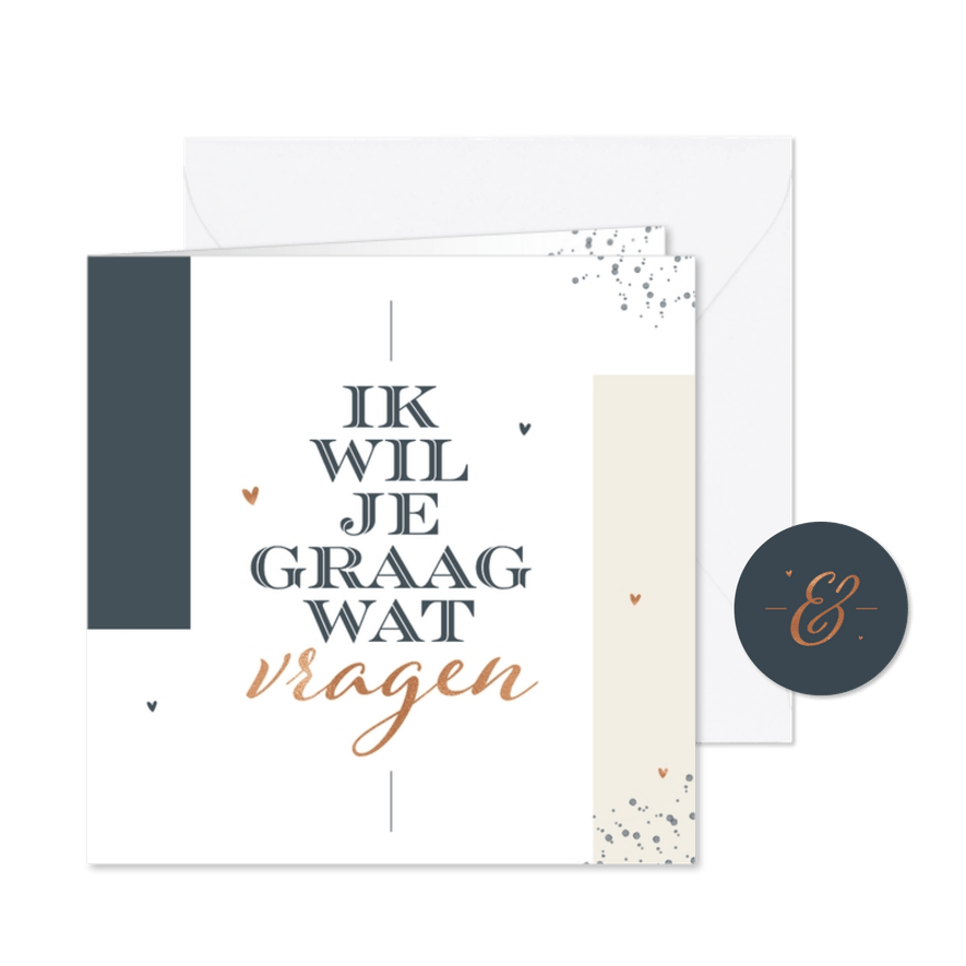 Trouwkaart stijlvol modern grafisch getuige bruidsmeisje - Kaartimpressie