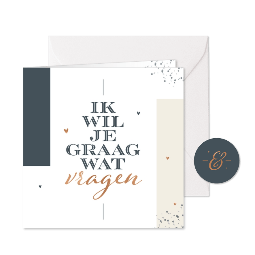 Trouwkaart stijlvol modern grafisch getuige bruidsmeisje - Kaartimpressie
