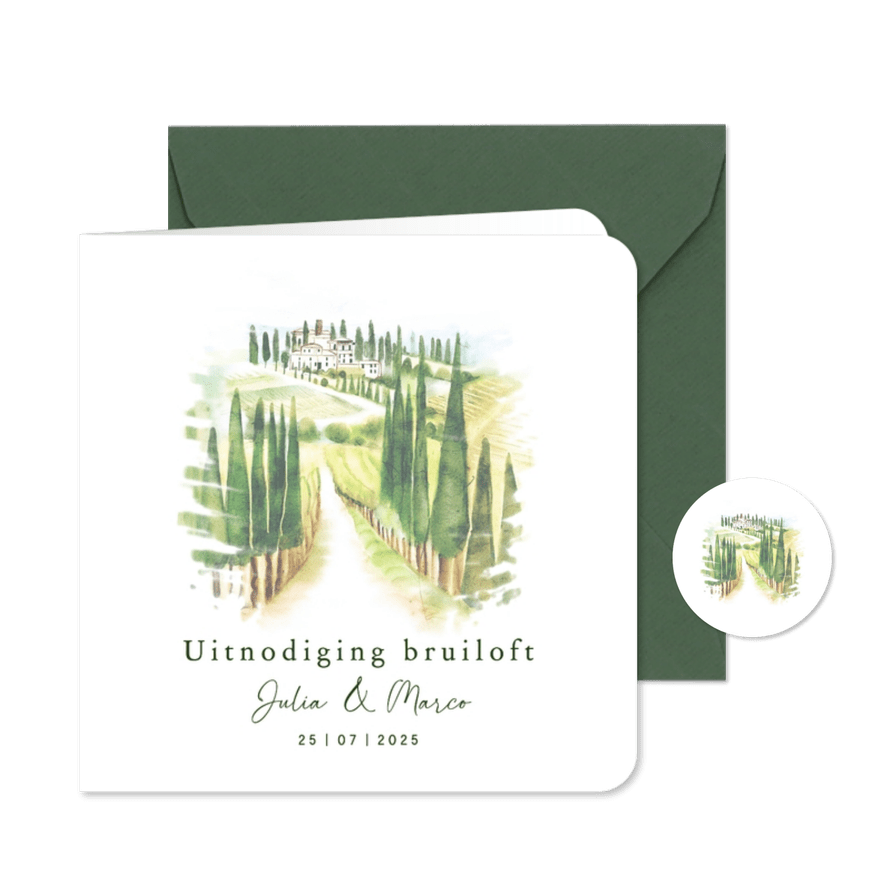 Trouwkaart Toscane landschap  - Kaartimpressie