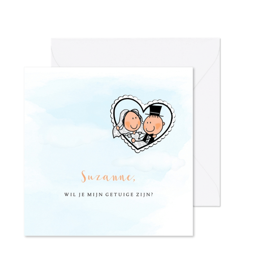 Trouwkaart-uitnodiging getuigen - Kaartimpressie
