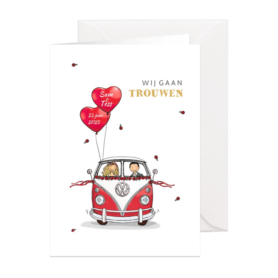 Trouwkaart VWbus front - Kaartimpressie