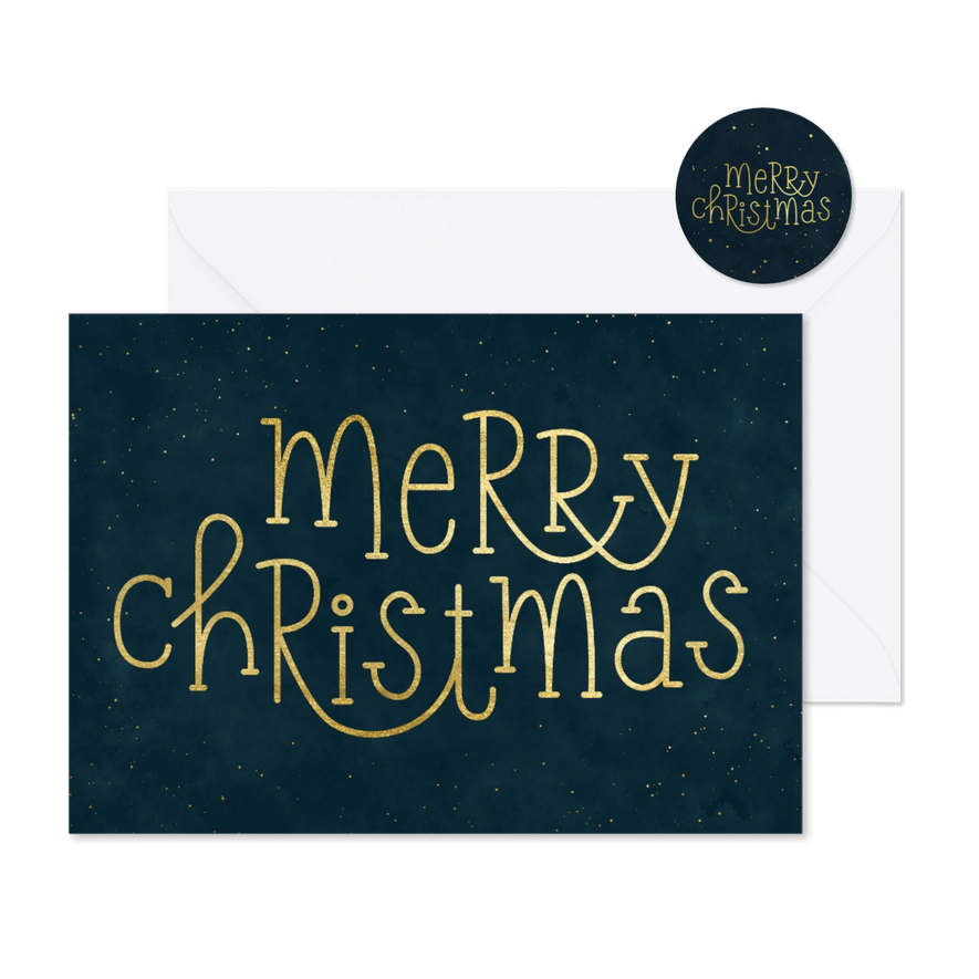 Typografische kerstkaart Merry Christmas - Kaartimpressie