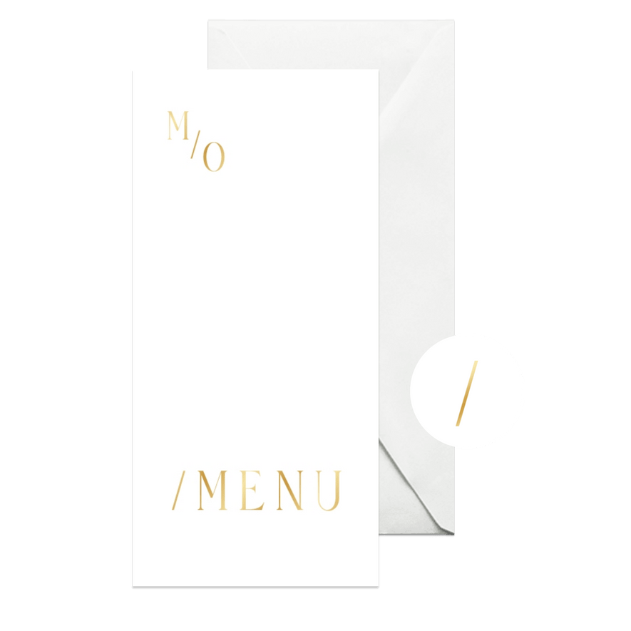 Typografische menukaart met minimalistische gouden tekst - Kaartimpressie