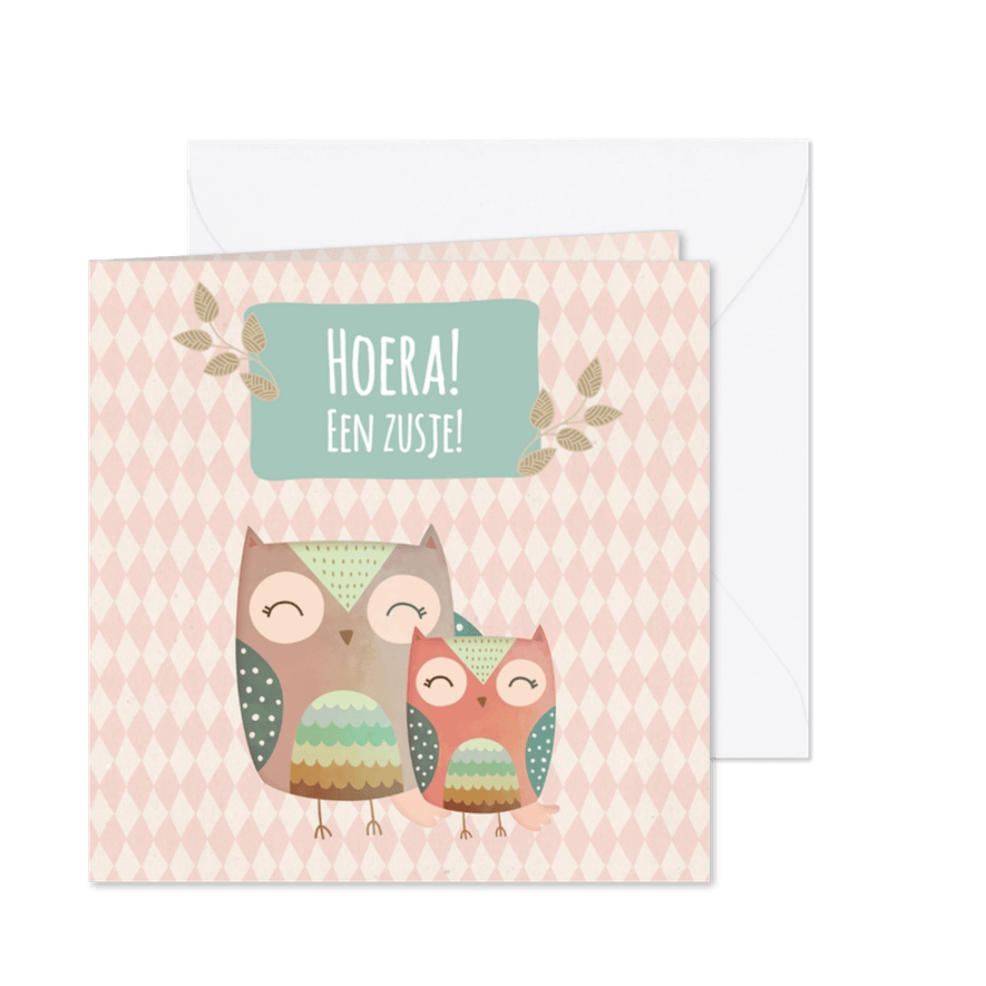 Uiltjes Hoera een zusje! - BK - Kaartimpressie