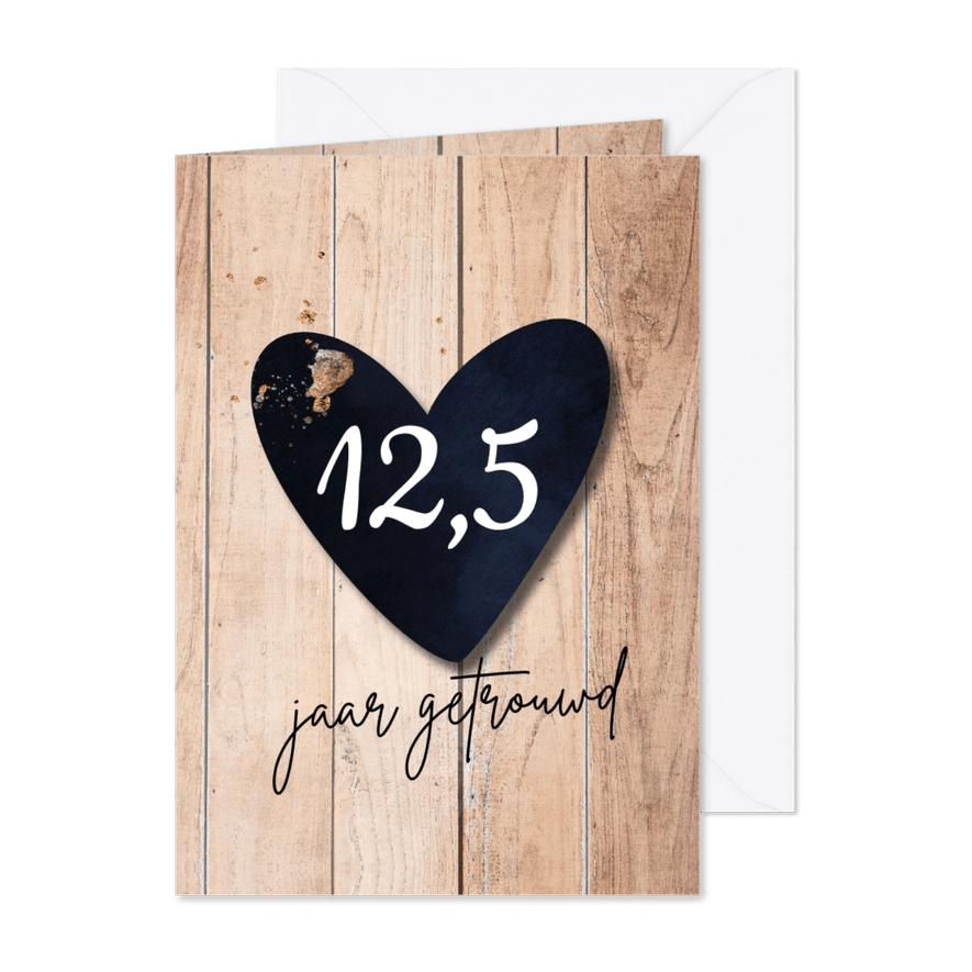 Uitnodiging 12,5 jaar getrouwd hout - Kaartimpressie