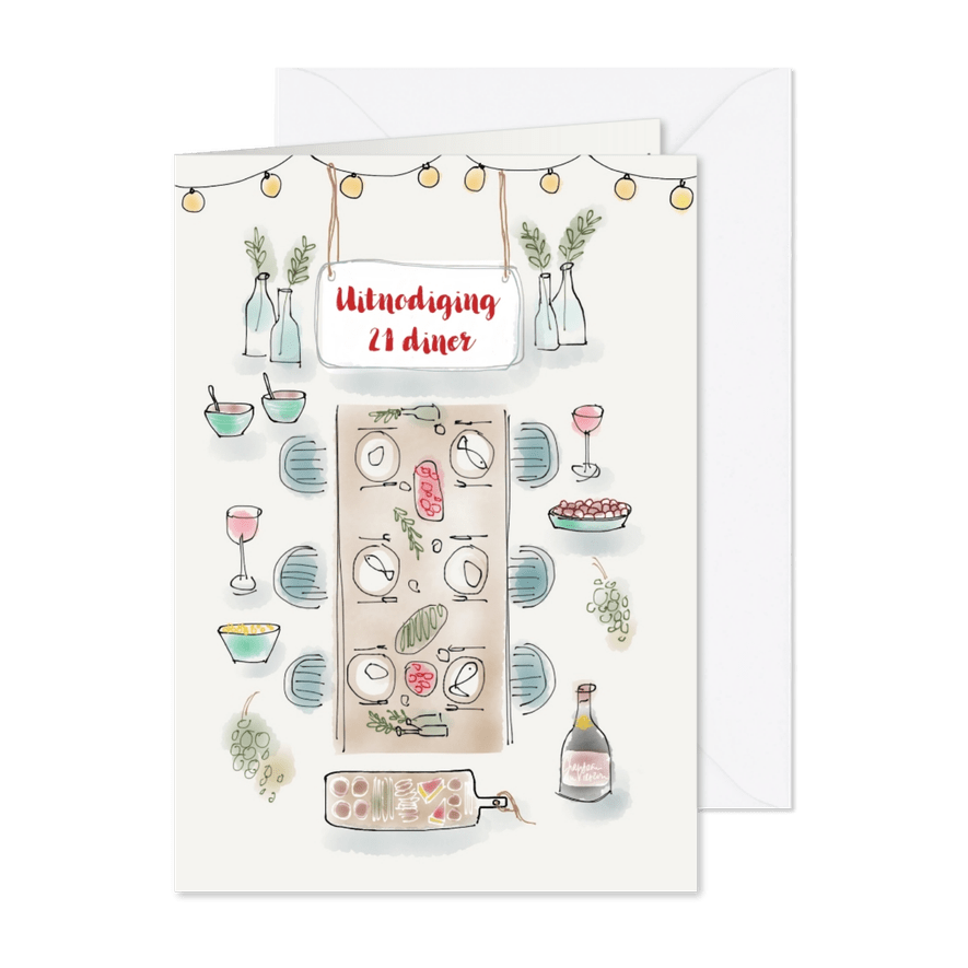 Uitnodiging 21 diner tafel - Kaartimpressie