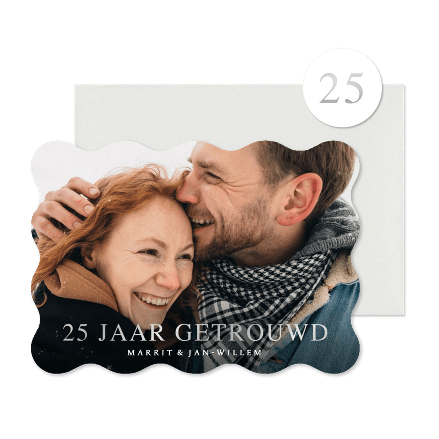 Uitnodiging 25 jarig huwelijksjubileum met foto - Kaartimpressie