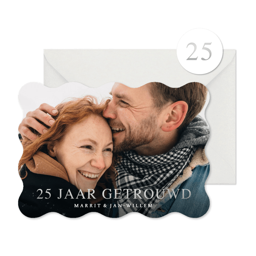 Uitnodiging 25 jarig huwelijksjubileum met foto - Kaartimpressie