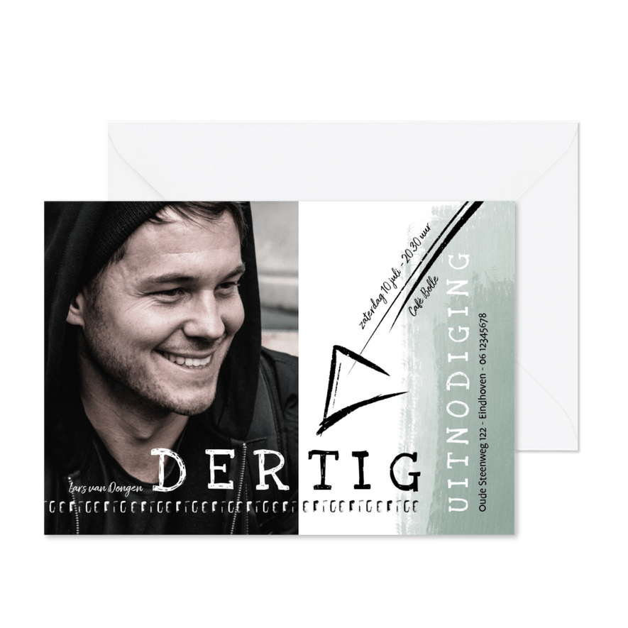 Uitnodiging 30ste verjaardag modern, met verfstreken - Kaartimpressie