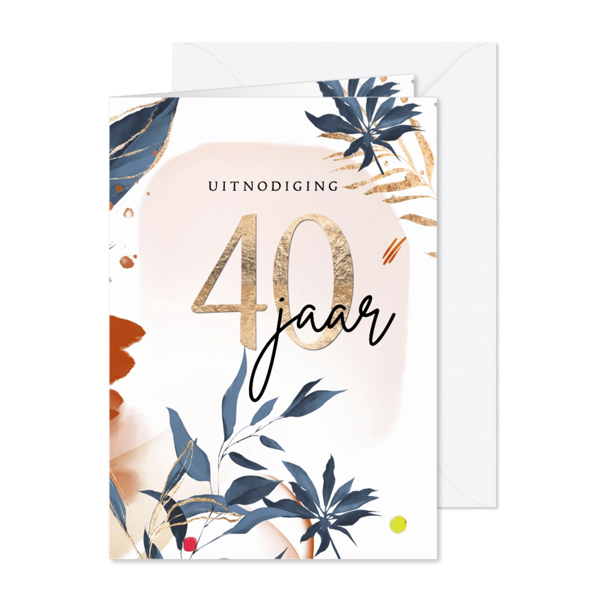 Uitnodiging 40 jaar watercolor - vrouw - Kaartimpressie