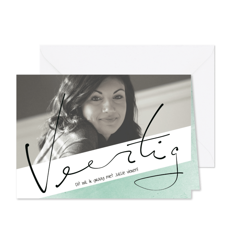 Uitnodiging 40ste verjaardag met foto en geschreven tekst - Kaartimpressie