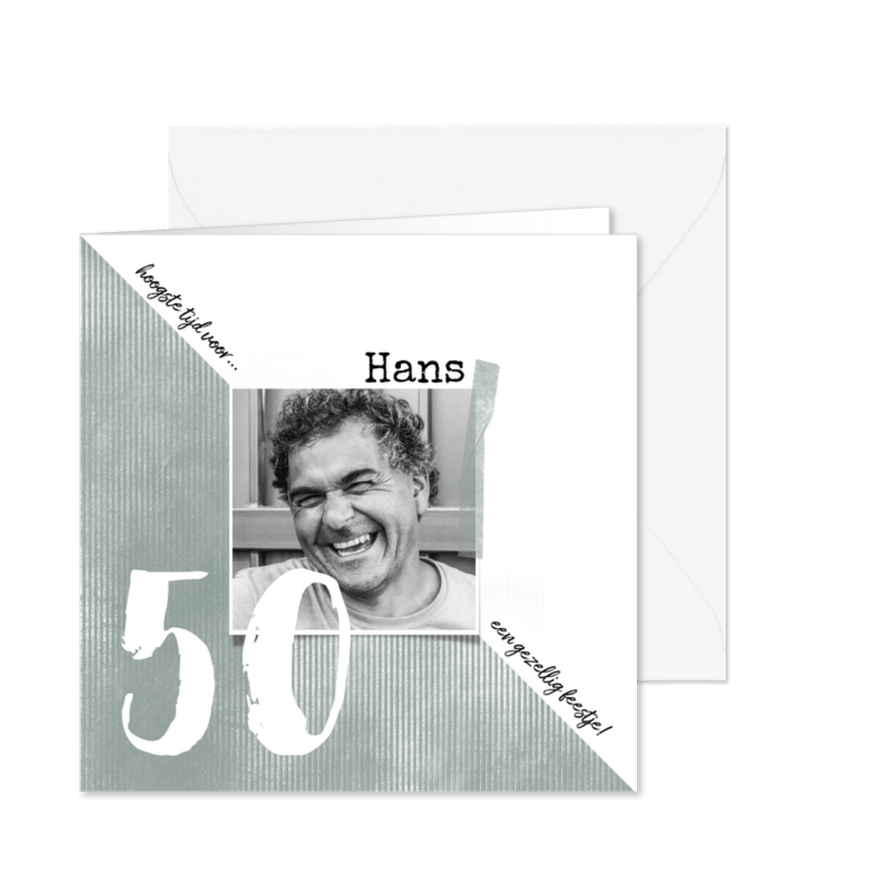 Uitnodiging 50 eenvoudig met foto - Kaartimpressie
