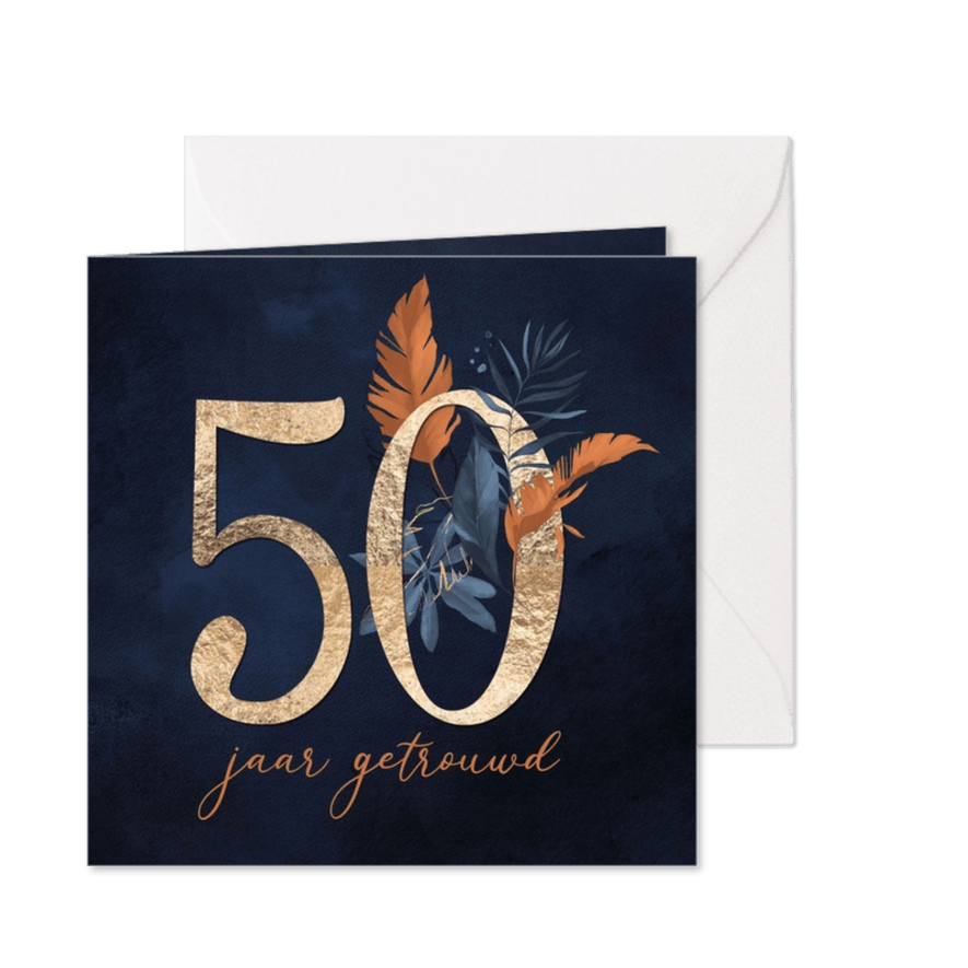 Uitnodiging 50 jarig huwelijksjubileum velvet look - Kaartimpressie