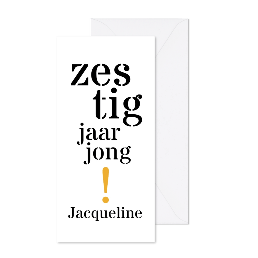 Uitnodiging 60 typografisch lang - Kaartimpressie