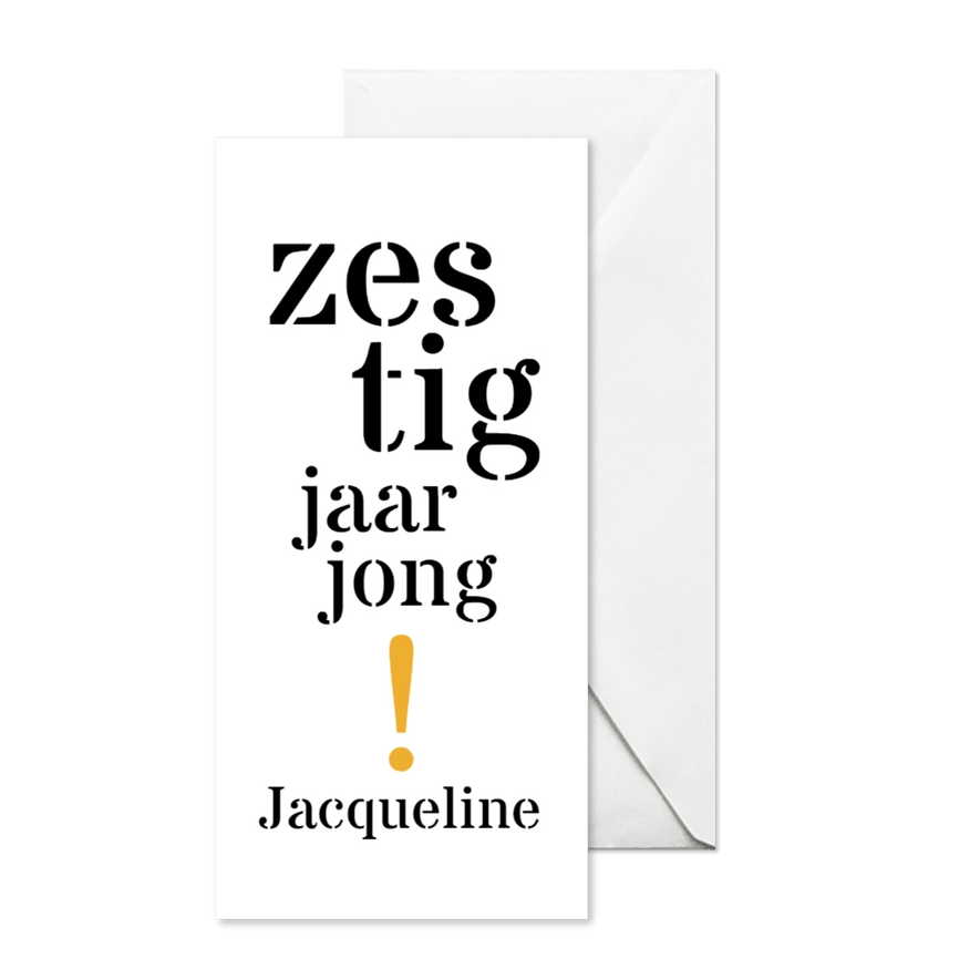 Uitnodiging 60 typografisch lang - Kaartimpressie