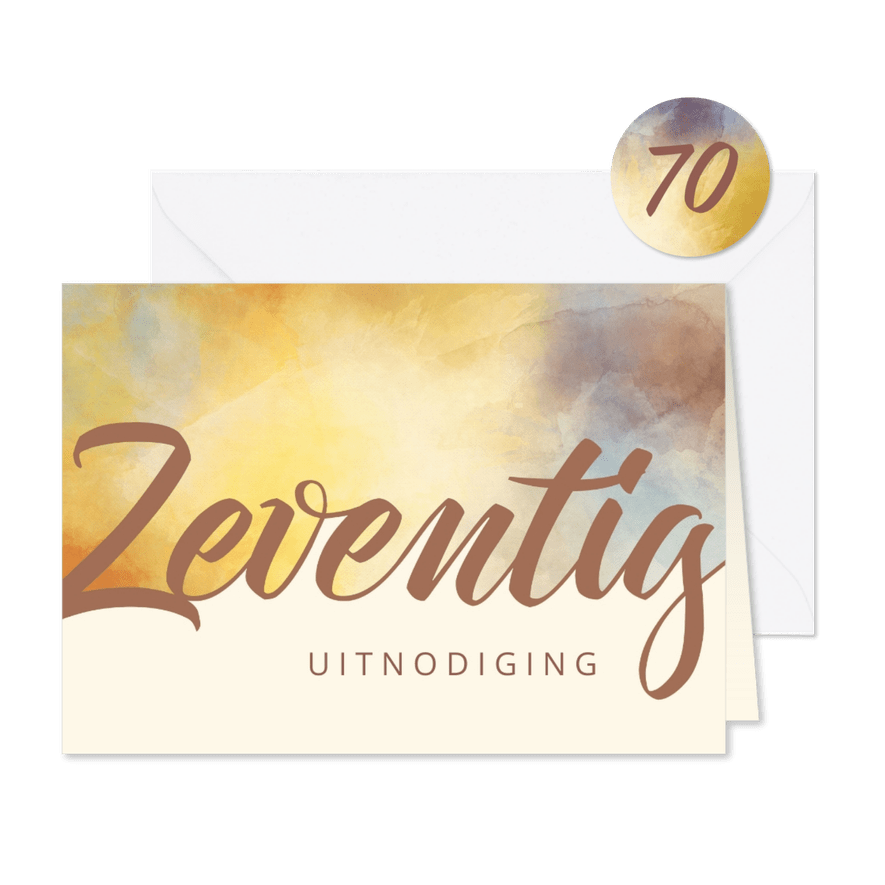 Uitnodiging 70 aquarel - Kaartimpressie