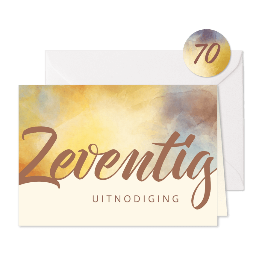 Uitnodiging 70 aquarel - Kaartimpressie