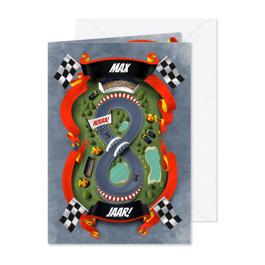 Uitnodiging 8 jaar racebaan - Kaartimpressie