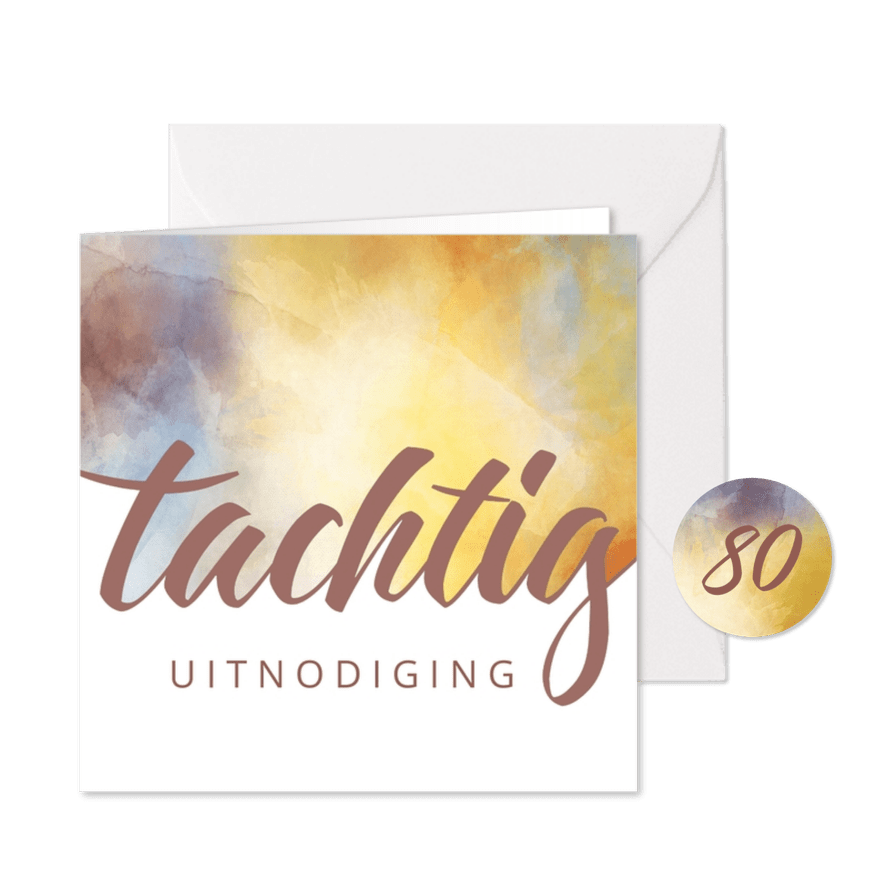 Uitnodiging 80 aquarel - Kaartimpressie