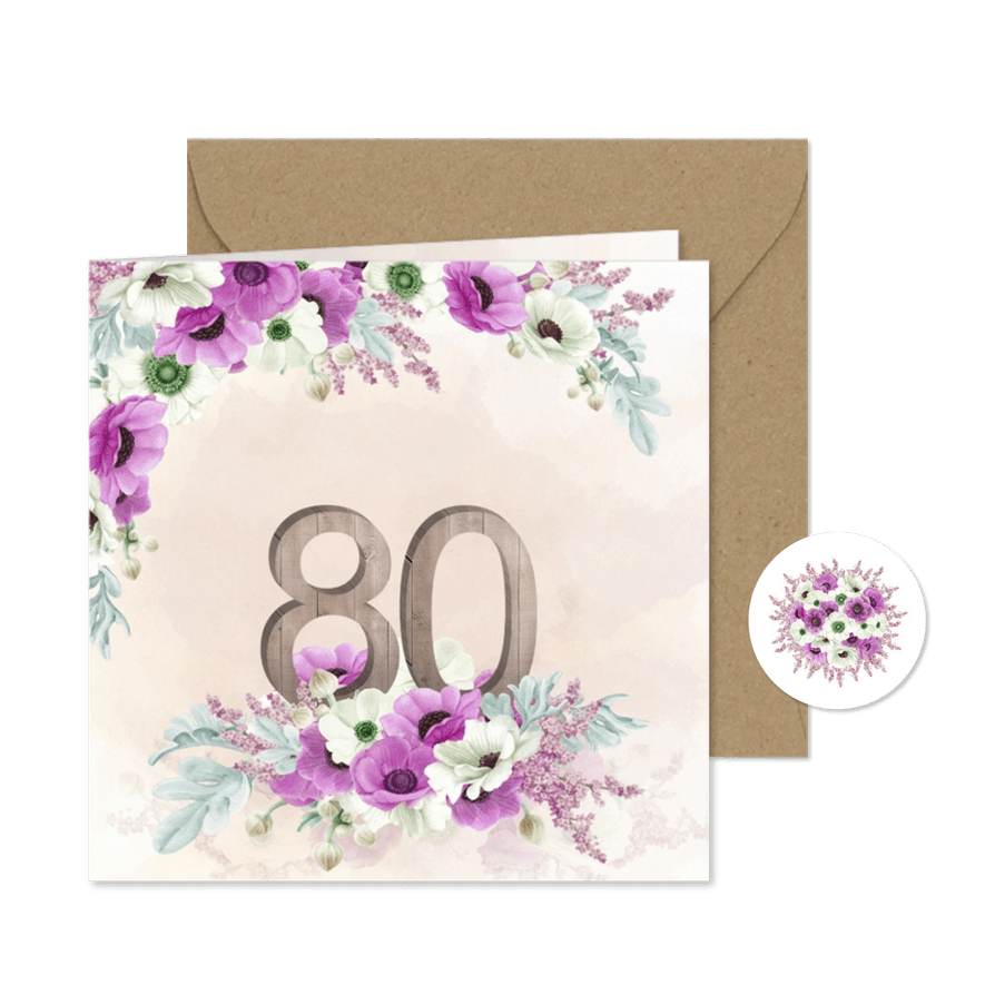 Uitnodiging  80 jaar anemonen - Kaartimpressie