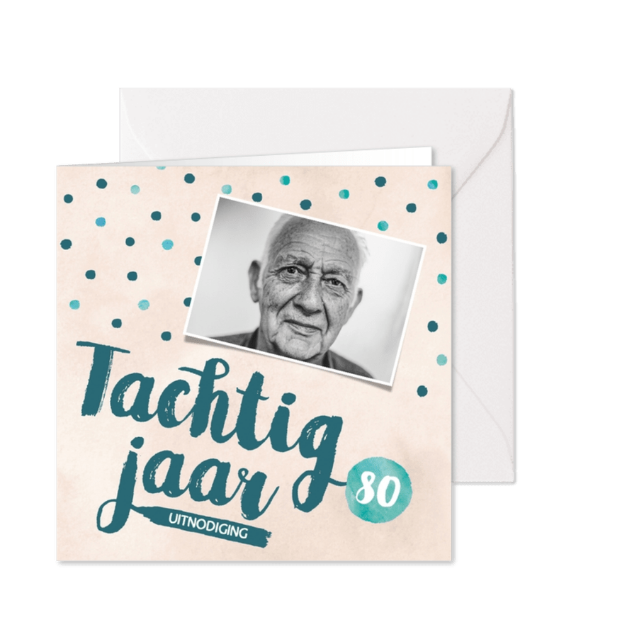 Uitnodiging 80 jaar met foto - Kaartimpressie