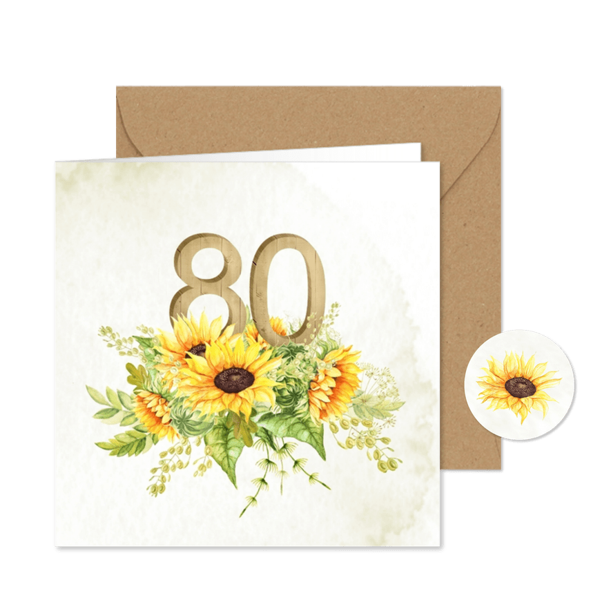 Uitnodiging 80 jaar zonnebloemen - Kaartimpressie