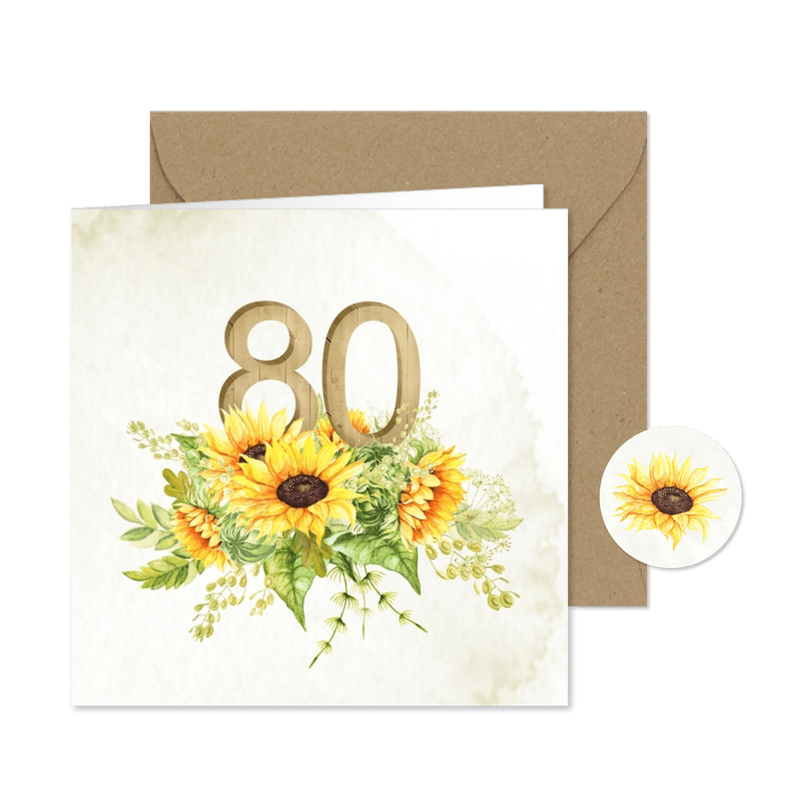 Uitnodiging 80 jaar zonnebloemen - Kaartimpressie