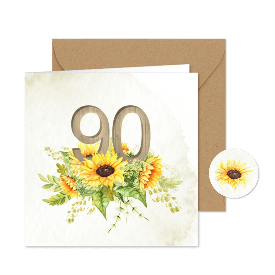 Uitnodiging 90 jaar zonnebloemen - Kaartimpressie