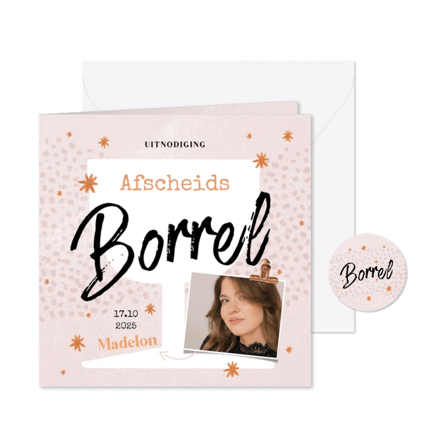 Uitnodiging Afscheidsborrel Roze Confetti Wijn Kaartje2go uitnodiging-afscheidsborrel-roze-confetti-wijn-kaartje2go