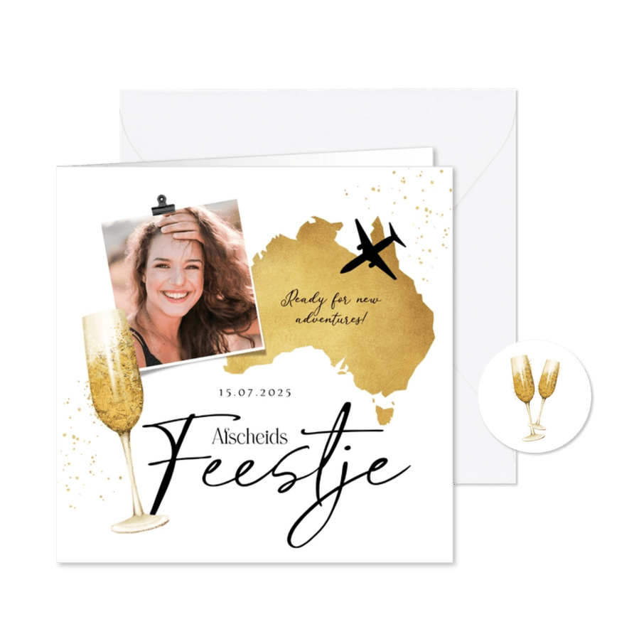 Uitnodiging afscheidsfeest Australië backpacken avontuur - Kaartimpressie
