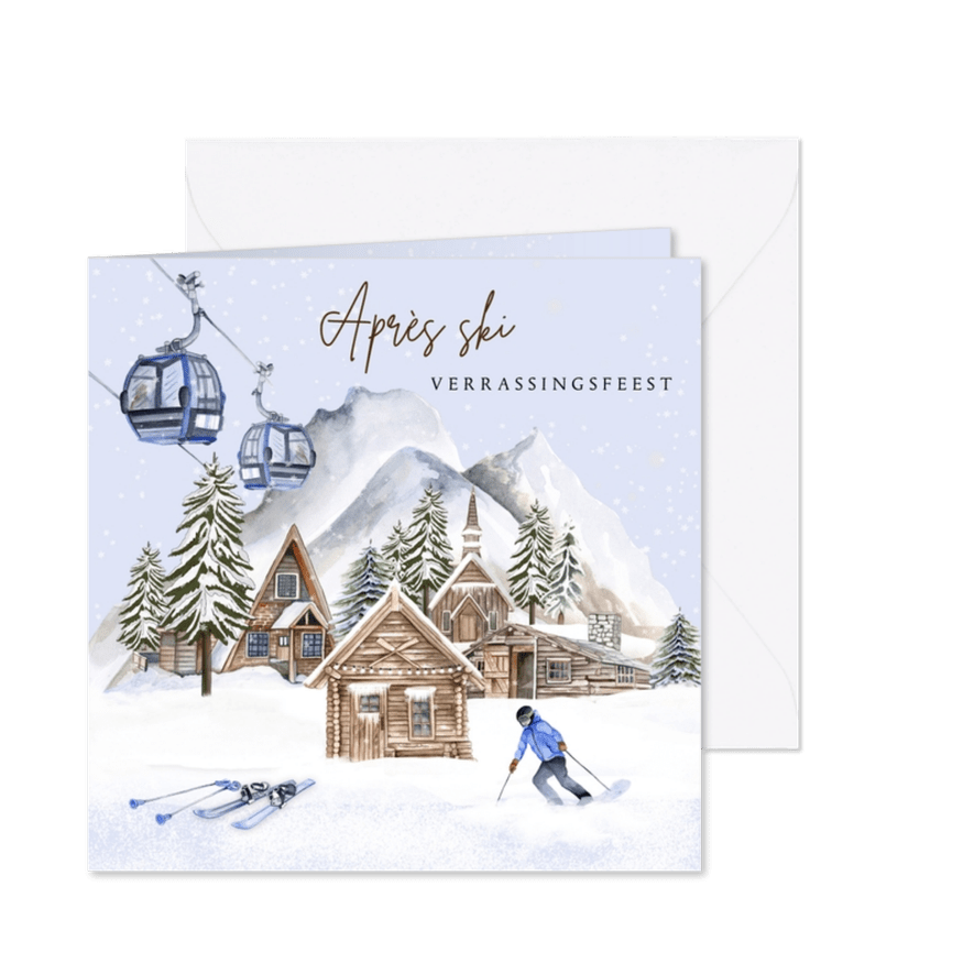Uitnodiging après ski verrassingsfeest - Kaartimpressie