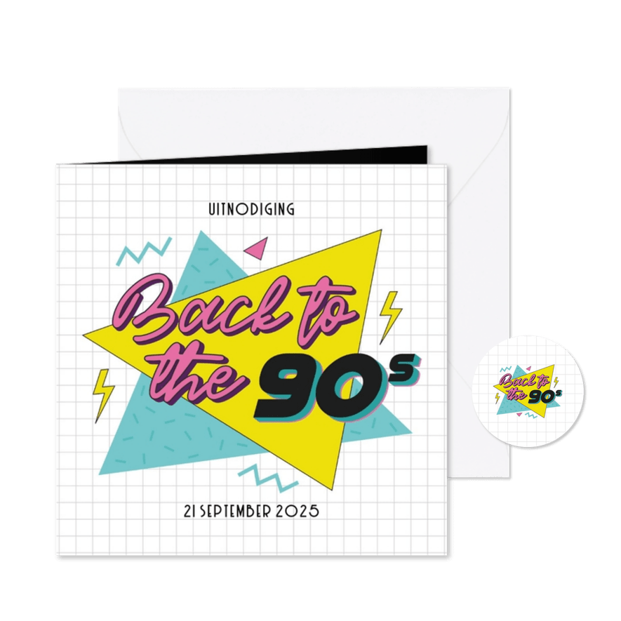 Uitnodiging back to the 90's retro - Kaartimpressie
